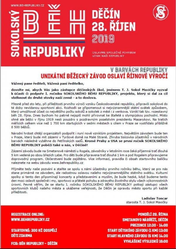 Sokolský běh - pozvánka