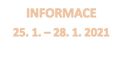 Organizace vyučování, školní družiny, stravování a pololetního vysvědčení 25. 1. - 29. 1. 2021