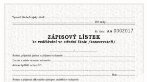 Zápisový lístek pro vycházející žáky